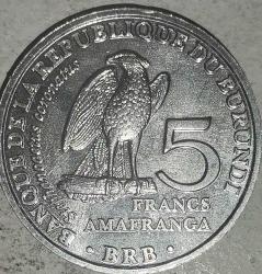 LOT.2 » BURUNDİ   2014  5  FRANK   HATIRA   Kuşlar - Afrika Taçlı Kartalı (Stephanoaetus coronatus)