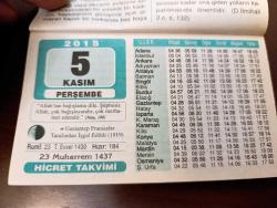 5 KASIM 2015 TAKVİM YAPRAĞI