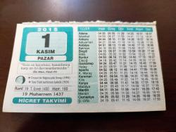1 KASIM 2015 TAKVİM YAPRAĞI