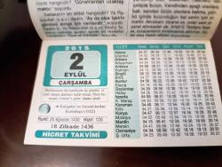 2 EYLÜL 2015 TAKVİM YAPRAĞI