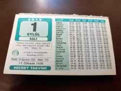 1 EYLÜL 2015 TAKVİM YAPRAĞI