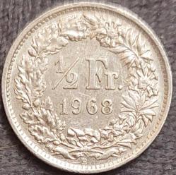 İSVİÇRE ½ Frank, 1968 ÇA 
