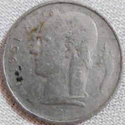 BELÇİKA 1 Frank 'BELGIQUE', 1951 ÇÇT