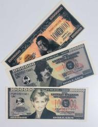 1000000  Milyon  Dolar 3lü Fantasi Para seti  Dünyaca  ünlüler  Matbu Görsel koleksiyon seti