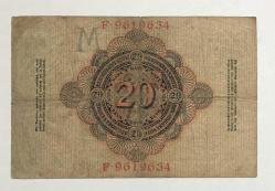 Almanya -20 Mark-1910-Seri No E-9619634 -Temiz
