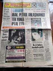 Hürriyet Gazetesi - 1 Nisan 1974 - Dostluğa Yakışır Mı Irak Petrol Anlaşmamızı Tek Yönlü İptal Etti - Barış Kuşu Henry Kissenger'in Evliliği Kıyamet Kopardı - Necmettin Erbakan'ın Şakası Ben 100 Bin Tank Yapacağız Demedim - Yunanlılar Razı Olmasa Da Ege'de Petrol Arayacağız - Modern Matematik Dünyada Kalkıyor Türkiye'de Yayılıyor - Bedia Akartürk Evlenme Yıldönümünde Bant Doldurdu - NATO İstihbarat Servisinden Alınan Bir Habere Göre 27 Filistin Gerillacısı Türkiye'ye Gönderildi -  Haşhaş Ekildi Cacığı Bile Yendi - Telefunken Televizyon - Sanat Ve Eğlence Kervanı'nın 3. Turu Yarın Başlıyor - Kanseri Yenen Ünlüler Edith Piaf Louis Armstrong Ve Vindsor Dükü -  Bizimkiler Çizgi Roman - Fatoş Karikatür - Güngörmüşler Çizgi Roman - Tarkan Kurt Kanı Yazan Ve Çizen Sezgin Burak - Aşk Foto Roman Başrolde Semra Özdamar Ve Cemil Yağmur ve Süleyman Turan - Dünü Yaşayamazsın Yazan Ve Çizen Faruk Geç - Bugün 1 Nisan - Beşiktaş Galatasaray'ı Penaltı İle Yıktı -Eskişehirspor Mersin İdmanyurdu'nu Yendi