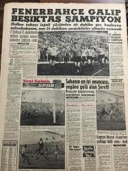 YENİ SABAH GAZETESİ 13 HAZİRAN 1960 YIL :23 SAYI :7633--Geçici Anayasamız açıklandı : Sabık  erkanı  Yüksek Adalet Divanı  ,muhakeme edecek ---Üniversite bugün kapılarını açıyor --Hakim teminatı sağlanıyor ---Milli Birlik Komitesi --Yd.Sb.lar  vaktinde terhis olunacak --Yeni Suistimaller ortaya çıkarılıyor ---Palavracılar ! :Siyavuşgil --Radyo Programları ---Vatan cepheleri için 15 milyon lira sarf edilmiş --Marmara  da bir motor kaybolmuş ---Sarıyer de muazzam bir miting yapıldı --Fenerbahçe Galip Beşiktaş Şampiyon ---Sahanın en iyi oyuncusu ,yegane golü atan Şerefti ---Kaptan Nazmi Kaya nın yokluğu belli oldu dedi --Yeni Basın Yayın Umum Müdürü ---DP li muhtarın köy halkına yaptığı zulüm --Milli Birlik Komitesinin 38 Azası da Belli Oldu --Hakim Teminatı Sağlanıyor --