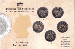 ALMANYA 2023 5 ADET 2 EURO DARB YERLERİNE GÖRE AZ ÇIKAN SETTİR