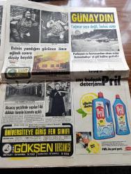Günaydın Gazetesi - 1 Kasım 1973 - Boğaz Köprüsünden 12 Saatte 18 Bin 556 Araç Geçti - Köprüden İlk Geçen Belediye Otobüsü Olan Bostancı Beşiktaş Otobüsü - Köprüden Zevk İçin Motosiklet İle 4  Defa Geçen Kadıköylü Kamil Güvenç - Boğazdan İlk Geçen Aracı Süslediler - Kavga Çıkaran Tarık Akan Ankara'da Bir Gazinoyu Altüst Etti - Günaydın'ın Talihlileri Doyasıya Eğlendiler - Nuri Sesigüzel En Güzel Halk Türkülerini Okudu - Filiz Akın da Günaydın'ın Balosundaydı - Hülya Koçyiğit Trabzonlu Ayşegül'ü Seviyor - Jim Maykıl Kırmızı Lekeler Foto Roman - Patlayan Su Borusundan Akan Sular Dolmabahçe'yi Göl Haline Getirdi - Aksaray Geçidinde Yapılan 146 Dükkan Törenle Açıldı - İlk Alışverişi Başkan Fahri Atabey Bir Şişe Viski Alarak Yaptı - Fatih'in Fedaisi Kara Murat Yazan Rahmi Muratoğlu Çizen Abdullah Turhan - Sahte Tebessüm Foto Roman - Suzan Kırık Kalpli Kız Çizgi Roman - Puma Küçük Tarzan Çizgi Roman - Cin Ali Ve Zıp Zıp Amca Karikatür - Bayern Münih Jarzinho'yu Transfer Edecek