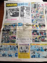 Günaydın Gazetesi - 1 Kasım 1973 - Boğaz Köprüsünden 12 Saatte 18 Bin 556 Araç Geçti - Köprüden İlk Geçen Belediye Otobüsü Olan Bostancı Beşiktaş Otobüsü - Köprüden Zevk İçin Motosiklet İle 4  Defa Geçen Kadıköylü Kamil Güvenç - Boğazdan İlk Geçen Aracı Süslediler - Kavga Çıkaran Tarık Akan Ankara'da Bir Gazinoyu Altüst Etti - Günaydın'ın Talihlileri Doyasıya Eğlendiler - Nuri Sesigüzel En Güzel Halk Türkülerini Okudu - Filiz Akın da Günaydın'ın Balosundaydı - Hülya Koçyiğit Trabzonlu Ayşegül'ü Seviyor - Jim Maykıl Kırmızı Lekeler Foto Roman - Patlayan Su Borusundan Akan Sular Dolmabahçe'yi Göl Haline Getirdi - Aksaray Geçidinde Yapılan 146 Dükkan Törenle Açıldı - İlk Alışverişi Başkan Fahri Atabey Bir Şişe Viski Alarak Yaptı - Fatih'in Fedaisi Kara Murat Yazan Rahmi Muratoğlu Çizen Abdullah Turhan - Sahte Tebessüm Foto Roman - Suzan Kırık Kalpli Kız Çizgi Roman - Puma Küçük Tarzan Çizgi Roman - Cin Ali Ve Zıp Zıp Amca Karikatür - Bayern Münih Jarzinho'yu Transfer Edecek