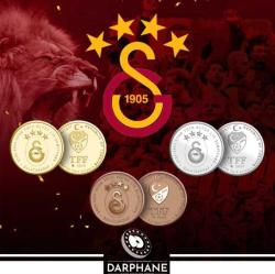 Galatasaray 23.Şampiyonluk Kadife Kutulu Üçlü Hatıra Para Seti 2023 (Gümüş & Altın Kaplama Gümüş & Bronz) Darphane Hatıra Parası ''SERTİFİKALIDIR'