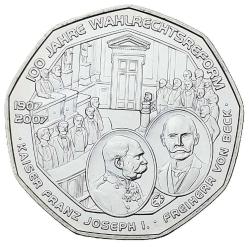 AVUSTURYA 2007 YILI HATIRA GÜMÜŞ(10 gr) 5 EURO Evrensel Oy Hakkının 100. Yılı