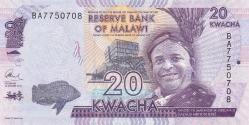 Malavi, 20 Kwacha (2016) ÇİL Eski Yabancı Kağıt Para
