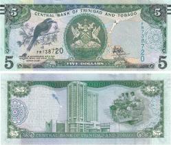Trinidad ve Tobago, 5 Dolar (2006) P#47c ÇİL Eski Yabancı Kağıt Para