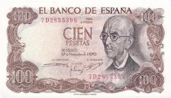 İspanya, 100 Pesetas (1970) P#52 ÇİL Yabancı Eski Kağıt Para