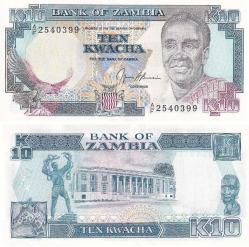 Zambiya, 10 Kwacha (1989) P#31 ÇİL Eski Yabancı Banknot