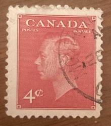 Kanada Pulu - Canada Stamp - Postadan Geçmiş Pul Filateli -  DAMGALI - KRAL VI. GEORGE TEMALI PUL , 4 PARA - YABANCI PULLAR -NOSTALJİK DOĞUM GÜNÜ HEDİYESİ