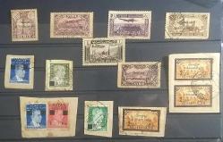 Cumhuriyet 1938 HATAY Sanjak Alexandrette   Damgalı,Damgasız ve Şarniyerli Pullar,Toplam 14 adet , iki adet per ve güzel damgalar .
