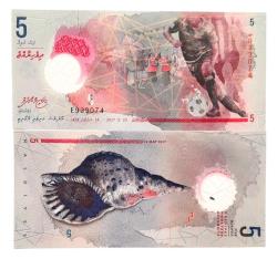 Efemera - 5 Rufia Maldivler Adalar Cumhuriyeti  Polimer (pvc) Su,dan Etkilenmez Parası - kitantik - kitaLog