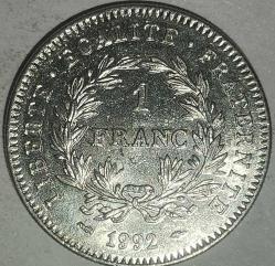 FRANSA 1992  1 FRANK  200. Yıldönümü - Fransa Cumhuriyeti