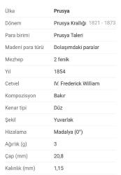 Almanya 1854 A Prusya Krallığı 2 Pfennig