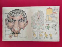 Galatasaray Yasin Özdenak, Fenerbahçe Cemil Turan Çizim Posteri, Yılmaz Güney - Çarşaf Mizah Dergisi - 55x33 cm