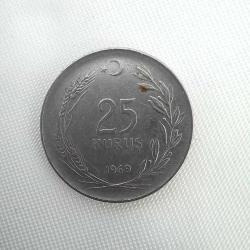Türkiye / 25 Kuruş / 1969 - Lütfen açıklamayı okuyunuz*
