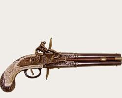 Denix 1750 Ingiltere Çift Namlulu Turn-Over Koleksiyonluk Pistol