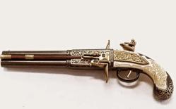 Denix 1750 Ingiltere Çift Namlulu Turn-Over Koleksiyonluk Pistol