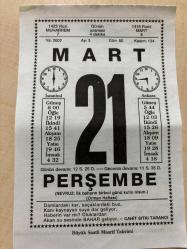 21 MART 2002 - TAKVİM YAPRAĞI - DOĞUM GÜNÜ HEDİYESİ - BÜYÜK SAATLİ MAARİF TAKVİMİ - CAHİT SITKI TARANCI - ATAOL BEHRAMOĞLU - KIŞ FASLININ SONU - NEVRUZ - YENİ YILIN TALİHİ - AŞIK VEYSEL - DÜNYA ŞİİR GÜNÜ