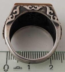 OSMANLI DÖNEMİ SARI AKSAMLAR ALTIN KAPLAMA MÜTHİŞ MOTİFLİ ORİJİNAL OSMANLI TUĞRALI MUHTEŞEM GÜMÜŞ YÜZÜK 2OOO1A1 ÇOK NADİR