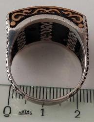 OSMANLI SON DÖNEMİ SARI AKSAMLAR ALTIN KAPLAMA MÜTHİŞ MOTİFLİ ORİJİNAL OSMANLI TUĞRALI AYYILDIZ FİGÜRLÜ MUHTEŞEM GÜMÜŞ YÜZÜK 2TT1Ü1R ÇOK NADİR