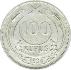 Efemera - 1934 – 100 Gümüş Kuruş çok nadir RR Orta yıldız - kitantik - kitaLog