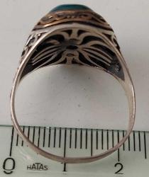 OSMANLI SON DÖNEMİ SARI AKSAMLAR ALTIN KAPLAMA MÜTHİŞ MOTİFLİ ORİJİNAL YEŞİL TURKUAZ TAŞLI SANATSAL MUHTEŞEM GÜMÜŞ YÜZÜK NNN1RR1 ÇOK NADİR