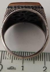 OSMANLI SON DÖNEMİ SARI AKSAMLAR ALTIN KAPLAMA SİYAH MİNELİ OSMANLI TUĞRALI ORİJİNAL MUHTEŞEM SANATSAL GÜMÜŞ YÜZÜK 1AA2UU1 ÇOK NADİR