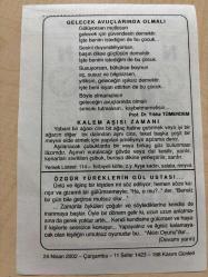 24 NİSAN 2002 - TAKVİM YAPRAĞI - DOĞUM GÜNÜ HEDİYESİ - BÜYÜK SAATLİ MAARİF TAKVİMİ - NACİ KASIM - PROF.DR.YILDIZ TÜMERDEM - KALEM AŞISI ZAMANI - ÖZGÜR YÜREKLERİN GÜL USTASI ADLI YAZI DİZİSİ