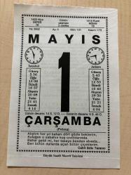 1 MAYIS 2002 - TAKVİM YAPRAĞI - DOĞUM GÜNÜ HEDİYESİ - BÜYÜK SAATLİ MAARİF TAKVİMİ - CAHİT SITKI TARANCI - ENİS ÇABUKAŞ - MAYIS - MAYIS AYI SAĞLIĞI - KARİKATÜRİST ALTAN ERBULAK'IN VEFATI - TRAFİK HAFTASI