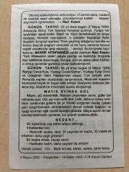 2 MAYIS 2002 - TAKVİM YAPRAĞI - DOĞUM GÜNÜ HEDİYESİ - BÜYÜK SAATLİ MAARİF TAKVİMİ - NACİ KASIM - TÜRK BİNİCİLİK EKİBİNİN ROMA DA KUPA KAZANMASI - MAYIS AYINDA GÜL - NEDEN ADLI YAZI