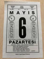 6 MAYIS 2002 - TAKVİM YAPRAĞI - DOĞUM GÜNÜ HEDİYESİ - BÜYÜK SAATLİ MAARİF TAKVİMİ - SAFFETİ - HIDIRELLEZ (HIZIR GÜNÜ)