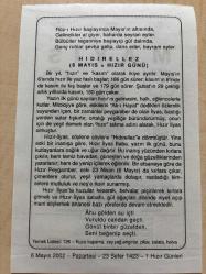 6 MAYIS 2002 - TAKVİM YAPRAĞI - DOĞUM GÜNÜ HEDİYESİ - BÜYÜK SAATLİ MAARİF TAKVİMİ - SAFFETİ - HIDIRELLEZ (HIZIR GÜNÜ)