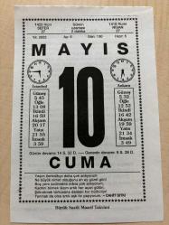 10 MAYIS 2002 - TAKVİM YAPRAĞI - DOĞUM GÜNÜ HEDİYESİ - BÜYÜK SAATLİ MAARİF TAKVİMİ - CAHİT SITKI - DANIŞTAY'IN 165. KURULUŞ GÜNÜ - CEZZAR AHMET PAŞA'NIN AKKA ZAFERİ - İLK BASIN SANSÜRÜ - ŞİMDİLİK BİLEMEM  ADLI YAZI