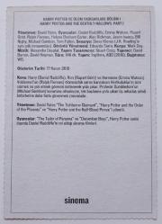 HARRY POTTER VE ÖLÜM YADİGARLARI: Bölüm 1 / Harry Potter and the deathly hallows : Part 1 ~ [ SİNEMA KARTI ]