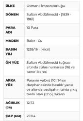 Sultan Abdülmecid 1255/16 10 para