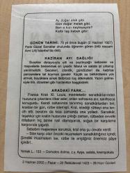 2 HAZİRAN 2002 - TAKVİM YAPRAĞI - DOĞUM GÜNÜ HEDİYESİ - BÜYÜK SAATLİ MAARİF TAKVİMİ -  FUAT BAYRAMOĞLU - HAZİRAN AYI SAĞLIĞI - ÜNLÜ RESSAM AVNİ LİFİJ'İN VEFATI - ARADAKİ FARK ADLI YAZI