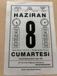 8 HAZİRAN 2002 - TAKVİM YAPRAĞI - DOĞUM GÜNÜ HEDİYESİ - BÜYÜK SAATLİ MAARİF TAKVİMİ - HZ.MUHAMMED - HZ.MUHAMMED'İN VEFATI - DÜNYA MİSAFİRHANE İMİŞ ADLI YAZI