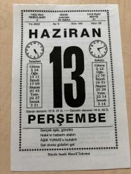 13 HAZİRAN 2002 - TAKVİM YAPRAĞI - DOĞUM GÜNÜ HEDİYESİ - BÜYÜK SAATLİ MAARİF TAKVİMİ - ATATÜRK - KEMAL GÜNEN - ÇEVRE KORUMA HAFTASI - NAMIK KEMAL İST'DA İBRET GAZETESİNİ YAYINLADI - SEDAT SERTOĞLU