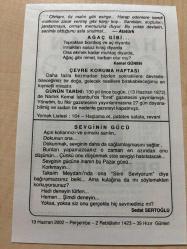 13 HAZİRAN 2002 - TAKVİM YAPRAĞI - DOĞUM GÜNÜ HEDİYESİ - BÜYÜK SAATLİ MAARİF TAKVİMİ - ATATÜRK - KEMAL GÜNEN - ÇEVRE KORUMA HAFTASI - NAMIK KEMAL İST'DA İBRET GAZETESİNİ YAYINLADI - SEDAT SERTOĞLU