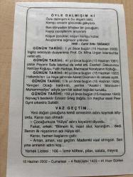 15 HAZİRAN 2002 - TAKVİM YAPRAĞI - DOĞUM GÜNÜ HEDİYESİ - BÜYÜK SAATLİ MAARİF TAKVİMİ - NACİ KASIM - CAHİT SITKI TARANCI - YENİÇERİ OCAĞI KALDIRILDI - NORVEÇ'Lİ BESTEKAR EDVARD GRİEG DOĞDU - HOLLANDA'NIN LA HAYE ŞEHRİNDE ADALET DİVANININ İLK CELSESİ AÇILDI - YAZAR PEYAMİ SAFA VEFAT ETTİ - VAZ GEÇTİM ADLI YAZI