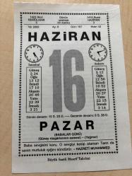 16 HAZİRAN 2002 - TAKVİM YAPRAĞI - DOĞUM GÜNÜ HEDİYESİ - BÜYÜK SAATLİ MAARİF TAKVİMİ - HZ.MUHAMMED - NACİ KASIM - CAN YÜCEL - BABALAR GÜNÜ KUTLU OLSUN