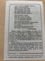20 HAZİRAN 2002 - TAKVİM YAPRAĞI - DOĞUM GÜNÜ HEDİYESİ - BÜYÜK SAATLİ MAARİF TAKVİMİ - HZ.ALİ - CAHİT KÜLEBİ - YAZAR CAHİT KÜLEBİ'NİN VEFATI - SULTAN I.MURAT'IN ÖLDÜRÜLMESİ